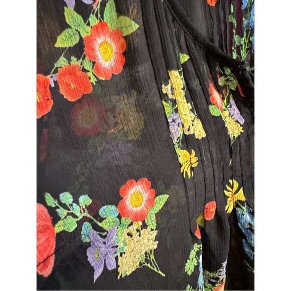 Torrid sheer floral black Long Tunic  harper button front top blouse short plus - Picture 5 of 7